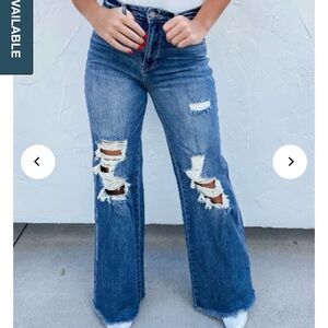 Blakeley Distressed Wide Leg Jeans